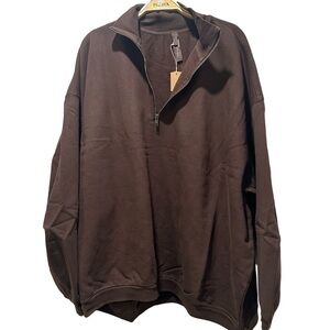 Skims Boyfriend Fleece Halfzip Pullover Color Espresso Size XL